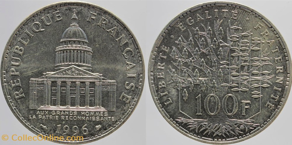 F-451 - Panthéon - 100 fr. - 1996 monnaies monde france f 451 pantheon 100 fr 1996