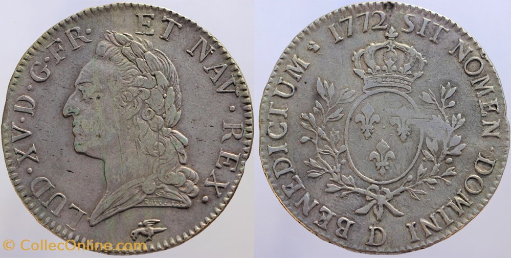 monnaies europe medievale a france royales dy 1685 louis xv ecu 1772 lyon