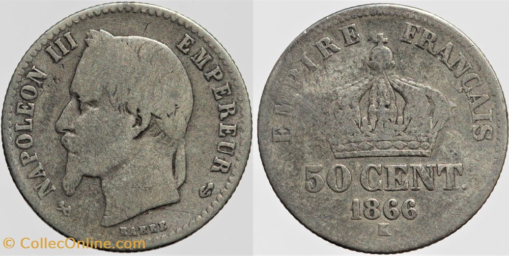 F-188 - Second Empire - 50 centimes - 1866 K monnaies monde france f 188 second empire 50 centimes 1866 k