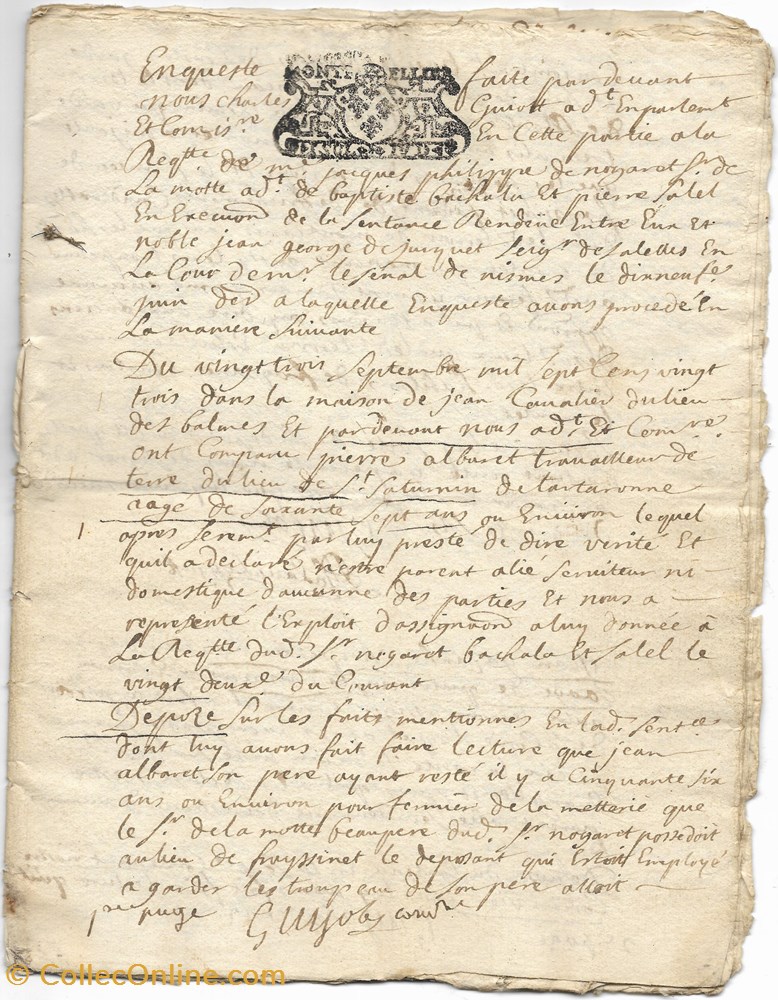 1723 - Enquête De Nogaret contre De Jurquet, documents anciens autres 1723 enquete de nogaret contre de jurquet
