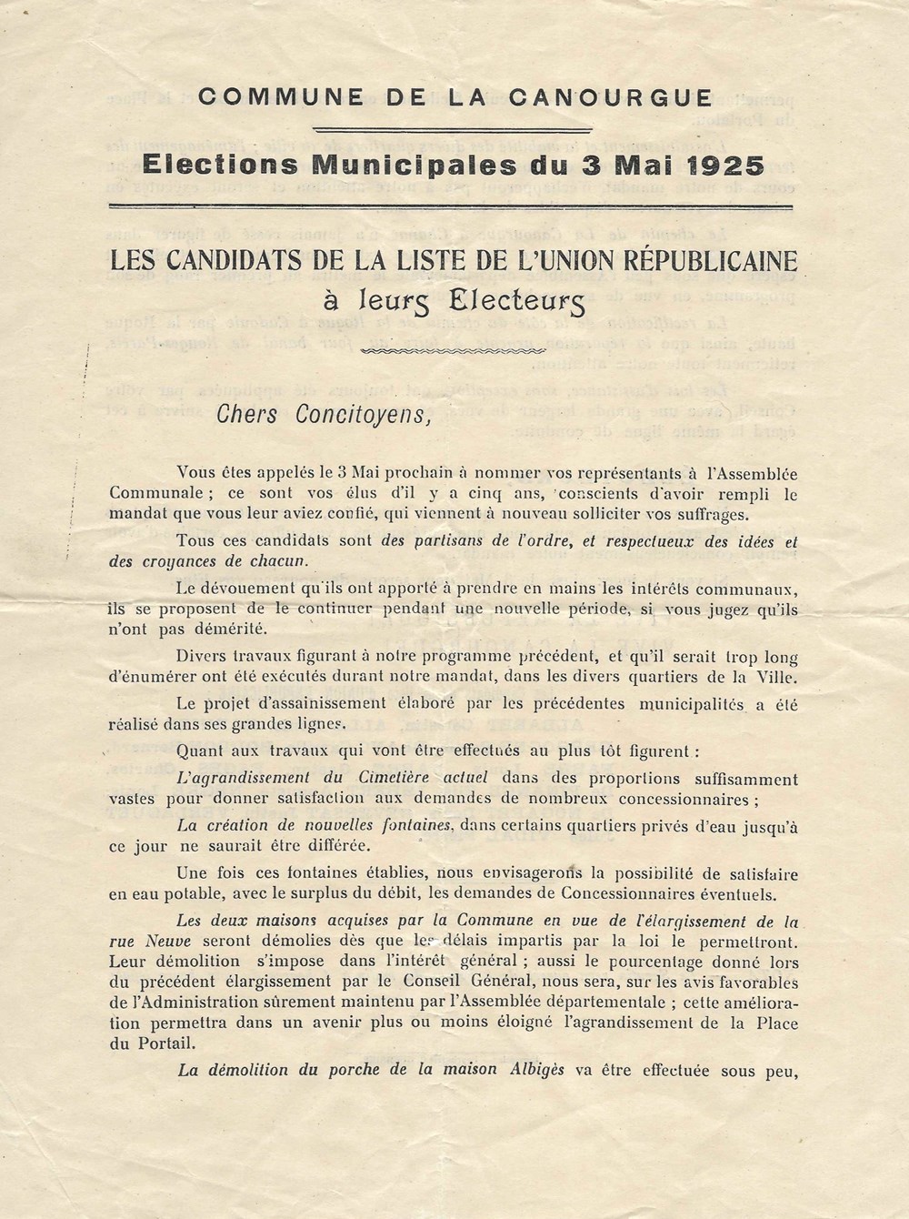 1925 - Elections municipales du 3 mao 1925 documents anciens autres 1925 elections municipales du 3 mao 1925