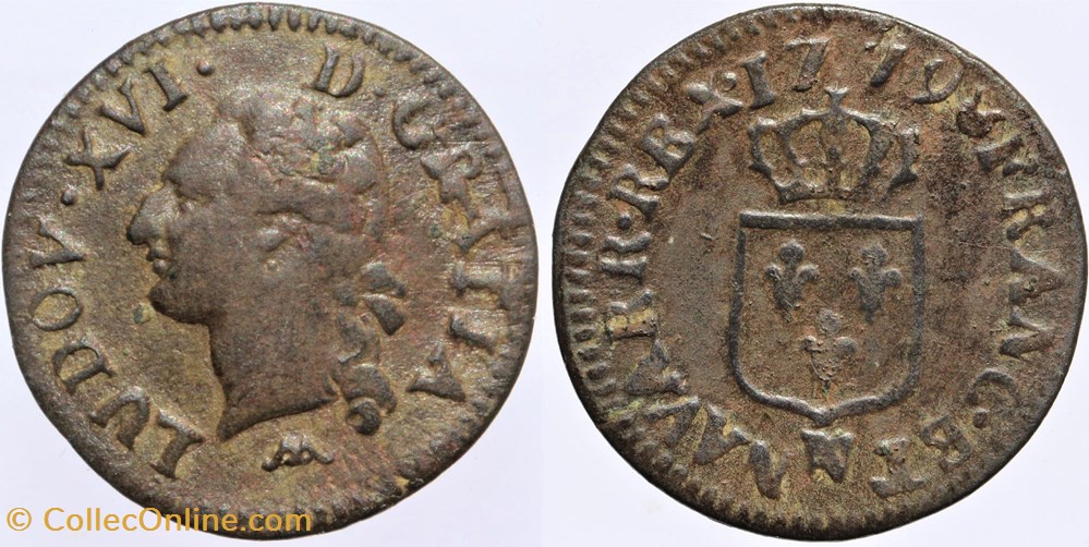monnaies europe medievale france royales dy 1716 louis xvi liard 1779 montpellier
