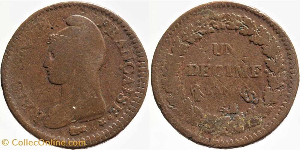 monnaies monde france f 128 directoire decime an 5 paris
