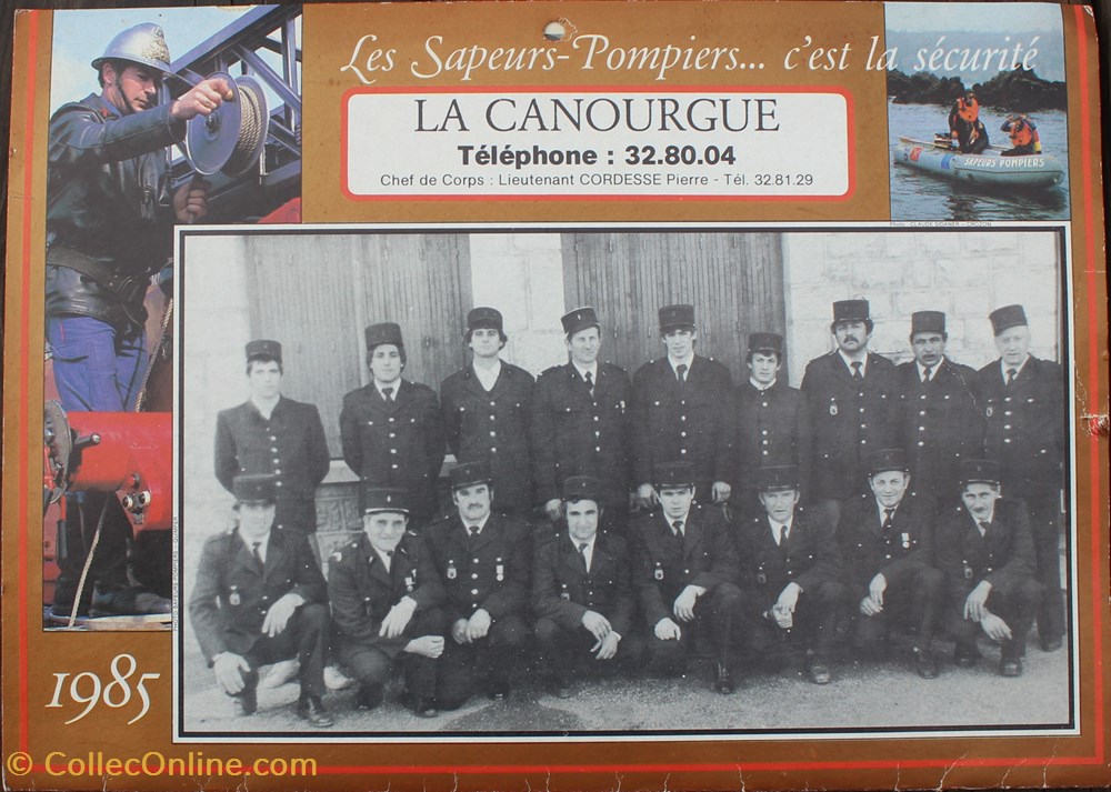 1985 - Calendrier des pompiers de la Canourgue documents anciens calendriers 1985 calendrier des pompiers de la canourgue