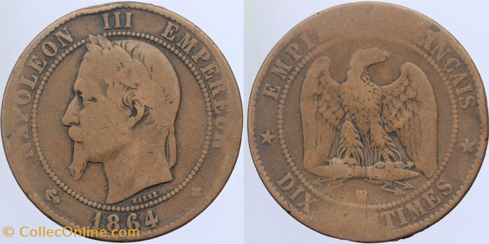 F-134 - Second Empire - 10 centimes - 1864 BB monnaies monde france f 134 second empire 10 centimes 1864 bb