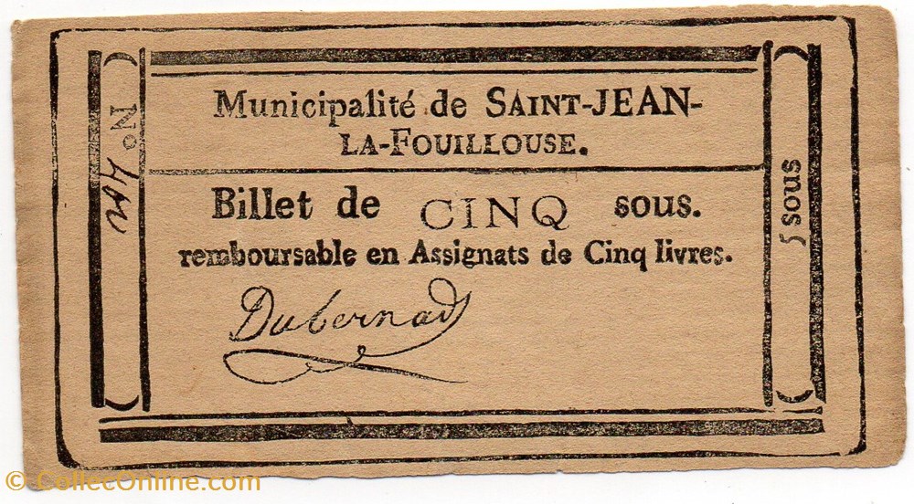 billets europe france billet de confiance st jean la fouillouse lozere 5 sous