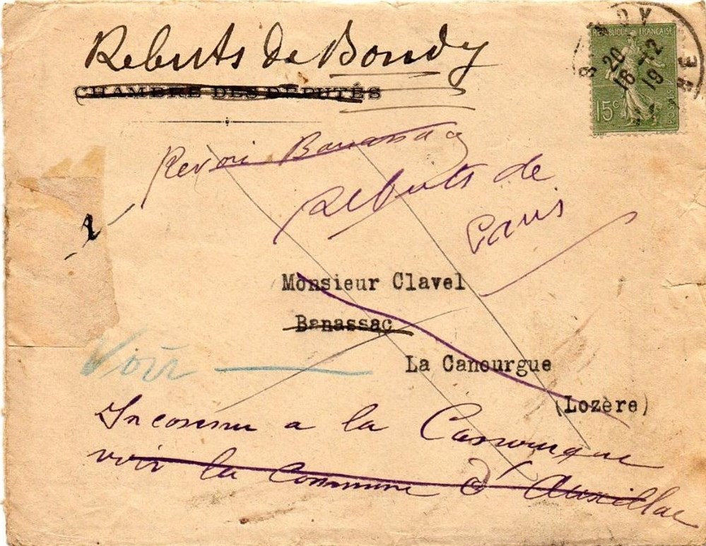 1919 - Cachets type B4 et A4 sur courrier rebuté documents anciens marques postales europe 1919 cachets type b4 et a4 sur courrier rebute