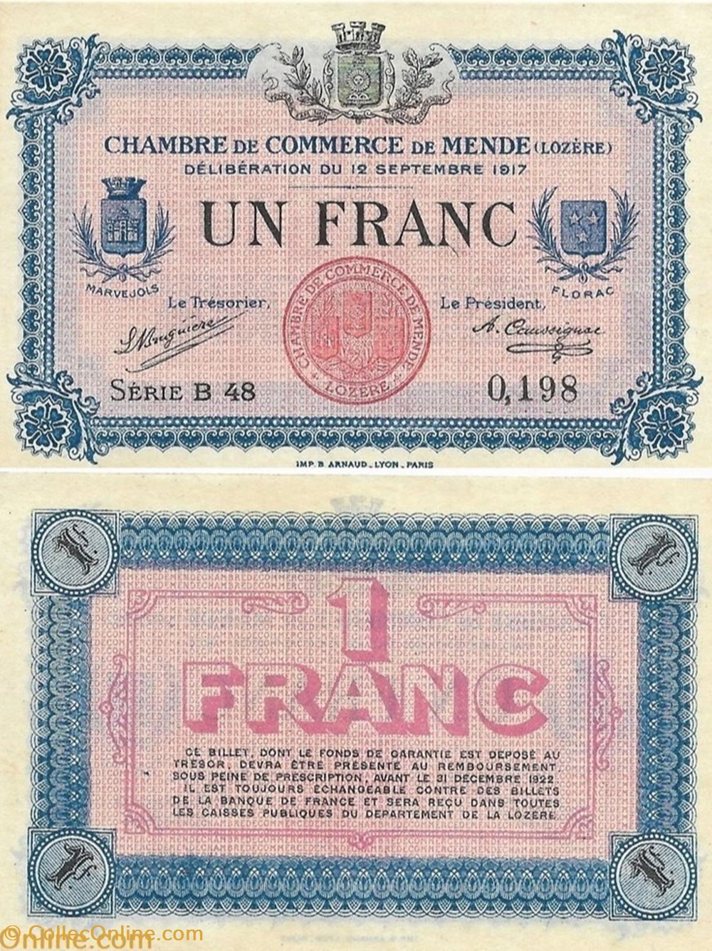 1 franc C.C.M. - Série B48 billets europe france 1 franc c c m serie b48