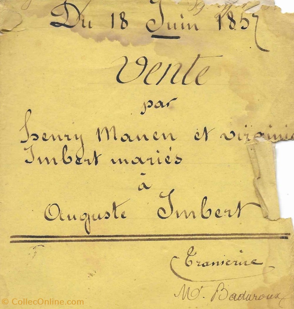1857 - Vente de champs à la Cazette documents anciens autres 1857 vente de champs a la cazette