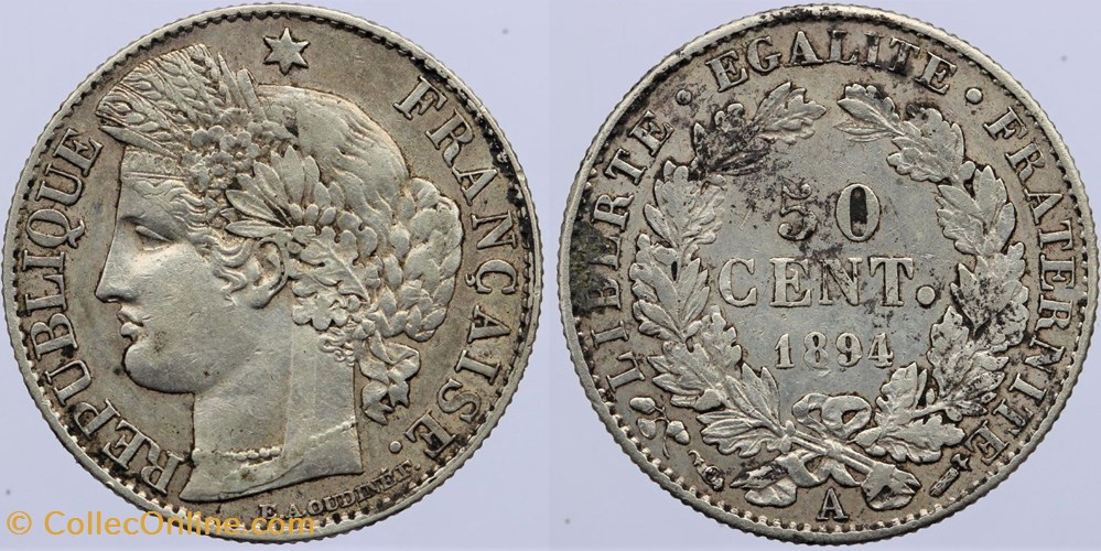 F-189 - Troisième République - Cérès - 50 c. - 1894 A monnaies monde france f 189 troisieme republique ceres 50 c 1894 a