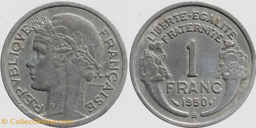 F-221 - Morlon - 1 fr. - 1950 B monnaies monde france f 221 morlon 1 fr 1950 b
