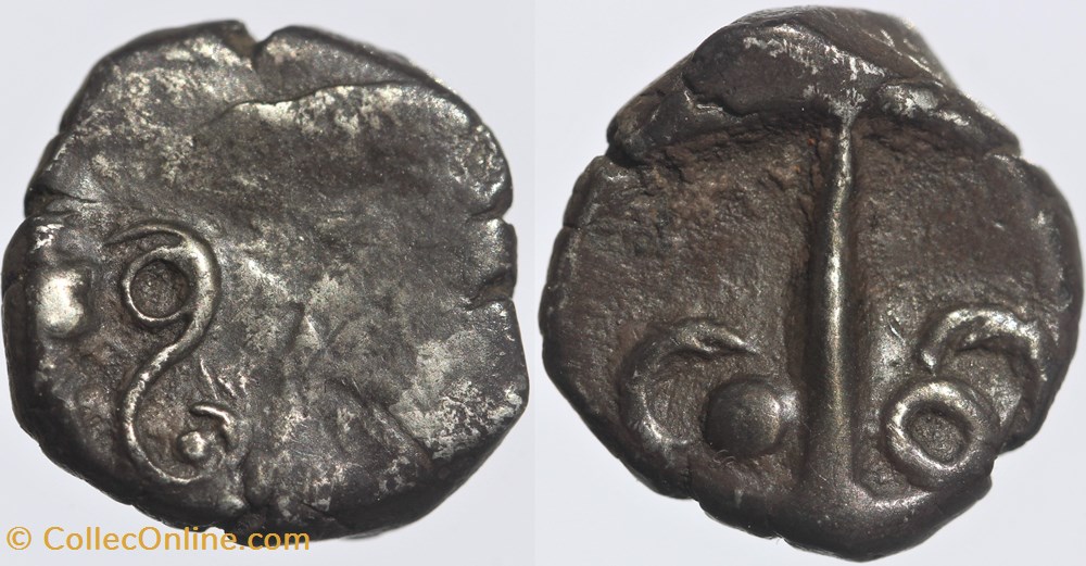 Nitiobroges - Drachme à la tête de face monnaies antiques celtes nitiobroges drachme a la tete de face
