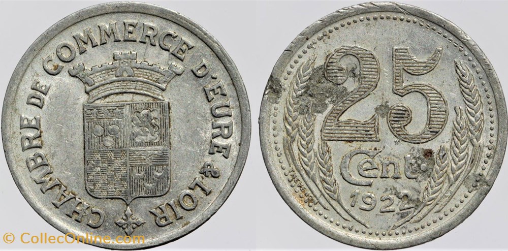 28 - Eure-et-Loir- 25 centimes monnaies monde france 28 eure et loir 25 centimes