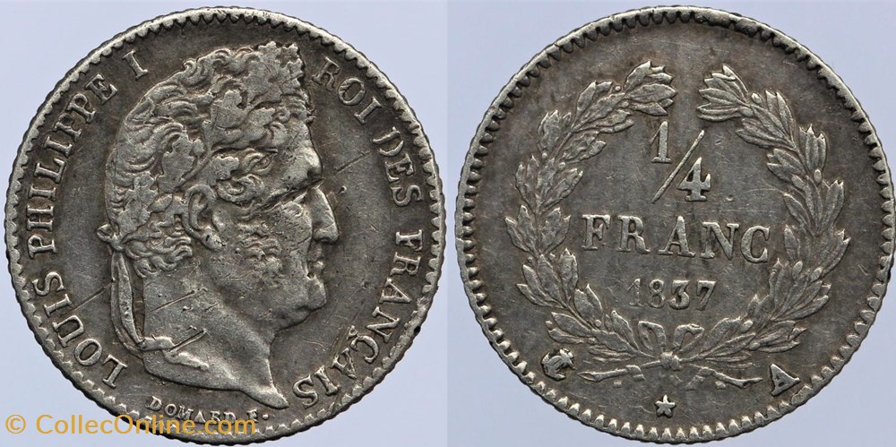 F-166 - Louis Philippe I - 1/4 franc - 1837 A monnaies monde france f 166 louis philippe i 1 4 franc 1837 a
