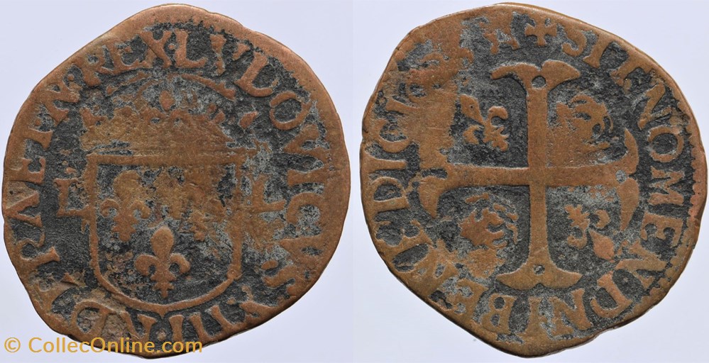 monnaies europe medievale france royales dy 1341 louis xiii douzain montpellier