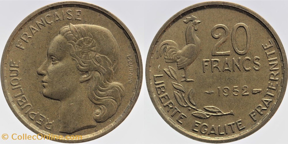 monnaies monde france f 402 guiraud 20 fr 1952