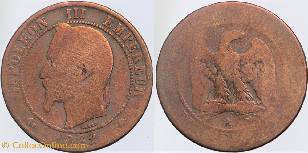 F-134 - Second Empire - 10 centimes - 1862 A monnaies monde france f 134 second empire 10 centimes 1862 a