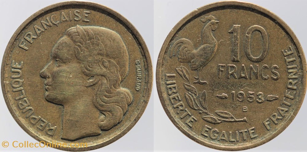 F-363 - Guiraud - 10 fr. - 1953 B monnaies monde france f 363 guiraud 10 fr 1953 b