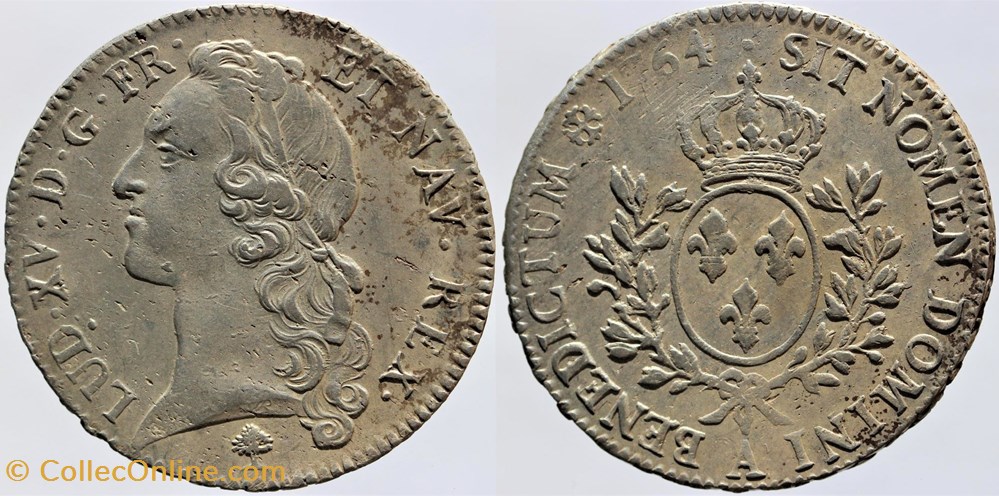 monnaies europe medievale france royales dy 1680 louis xv ecu 1764 paris