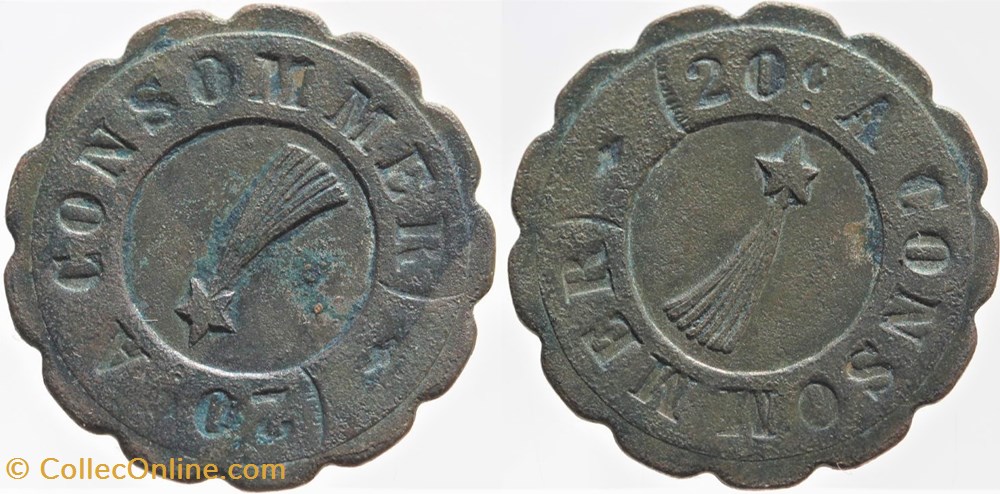 Jeton à consommer - 20 centimes monnaies monde france jeton a consommer 20 centimes