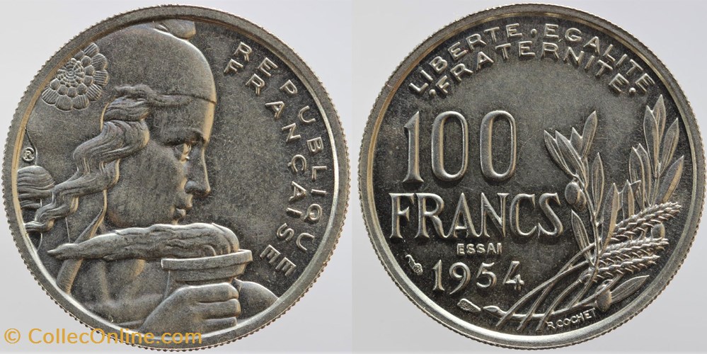 F-450 - Cochet - 100 fr. - 1954 essai monnaies monde france f 450 cochet 100 fr 1954 essai