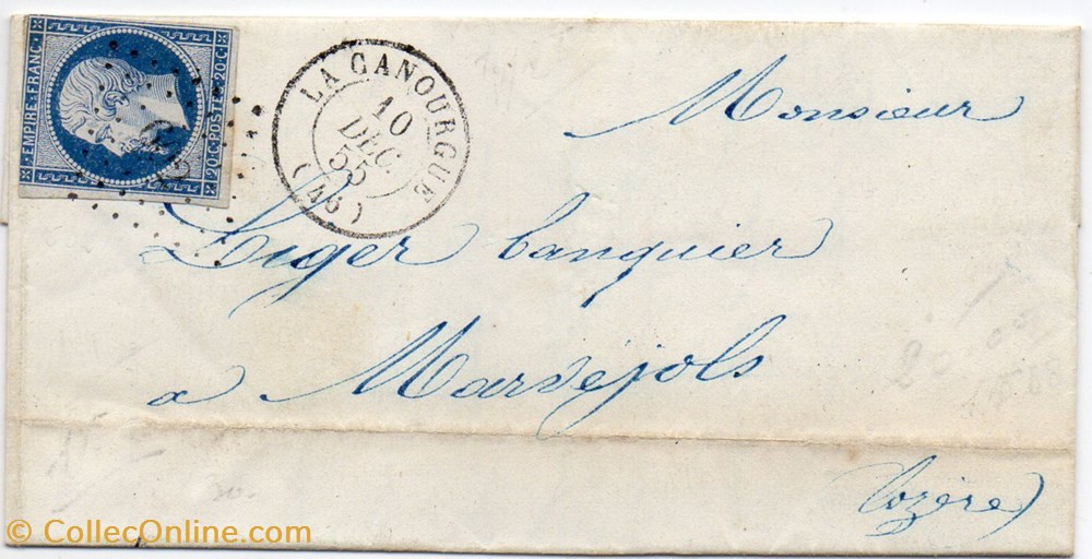 1855 - Cachet type 15 plus P.C. 602 documents anciens marques postales europe 1855 cachet type 15 plus p c 602