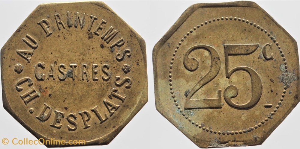 81 - Castres - 25 centimes monnaies monde france 81 castres 25 centimes