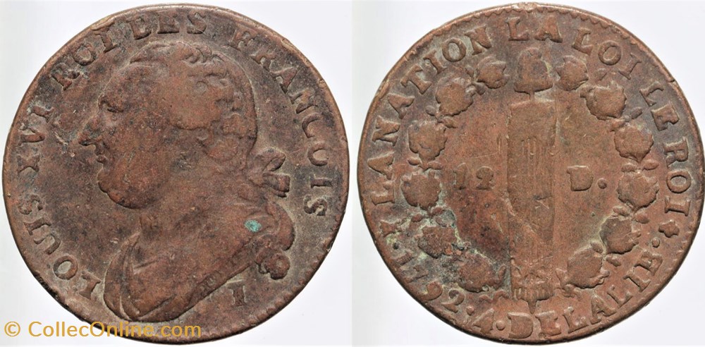 R-34 - Louis XVI - 12 deniers - 1792, Limoges monnaies europe medievale a france royales r 34 louis xvi 12 deniers 1792 limoges