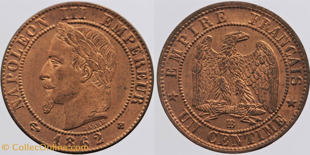 F-103 - Second Empire - 1 centime - 1862 BB monnaies monde france f 103 second empire 1 centime 1862 bb