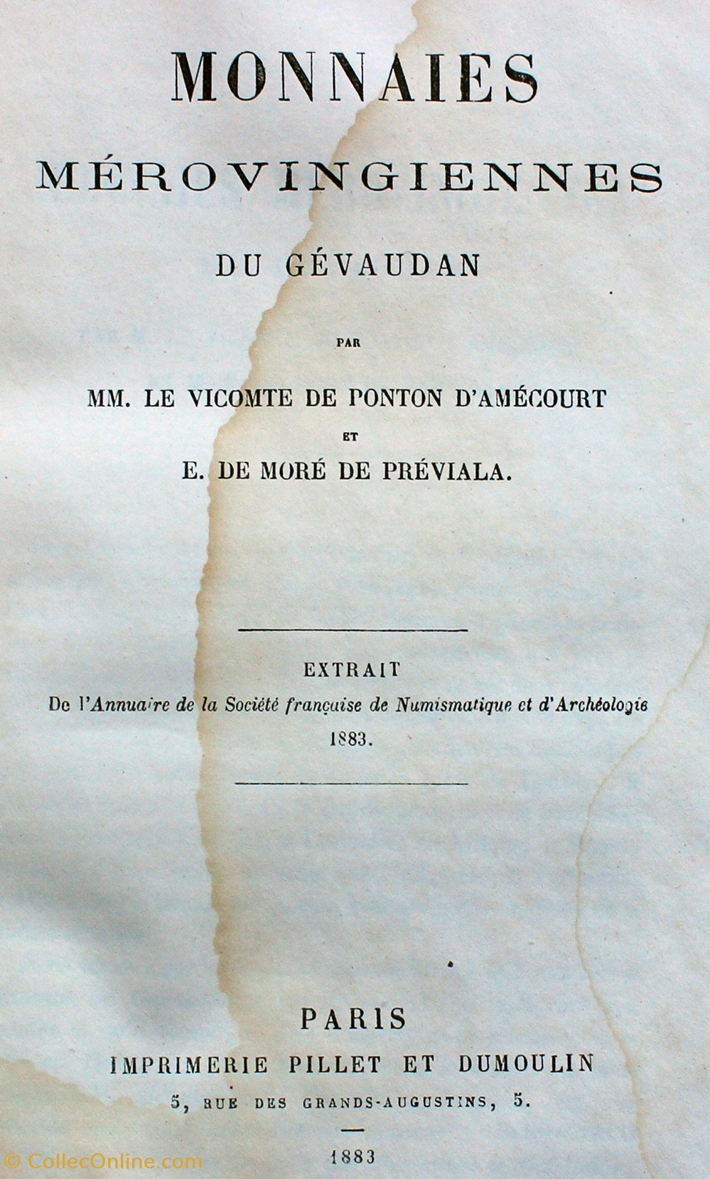 livres ouvrages 1883 monnaies merovingiennes ponton amecourt