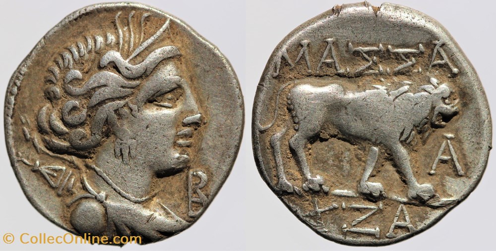 Massalia - Drachme légère au lion monnaies antiques av jc ap celtes massalia drachme legere au lion