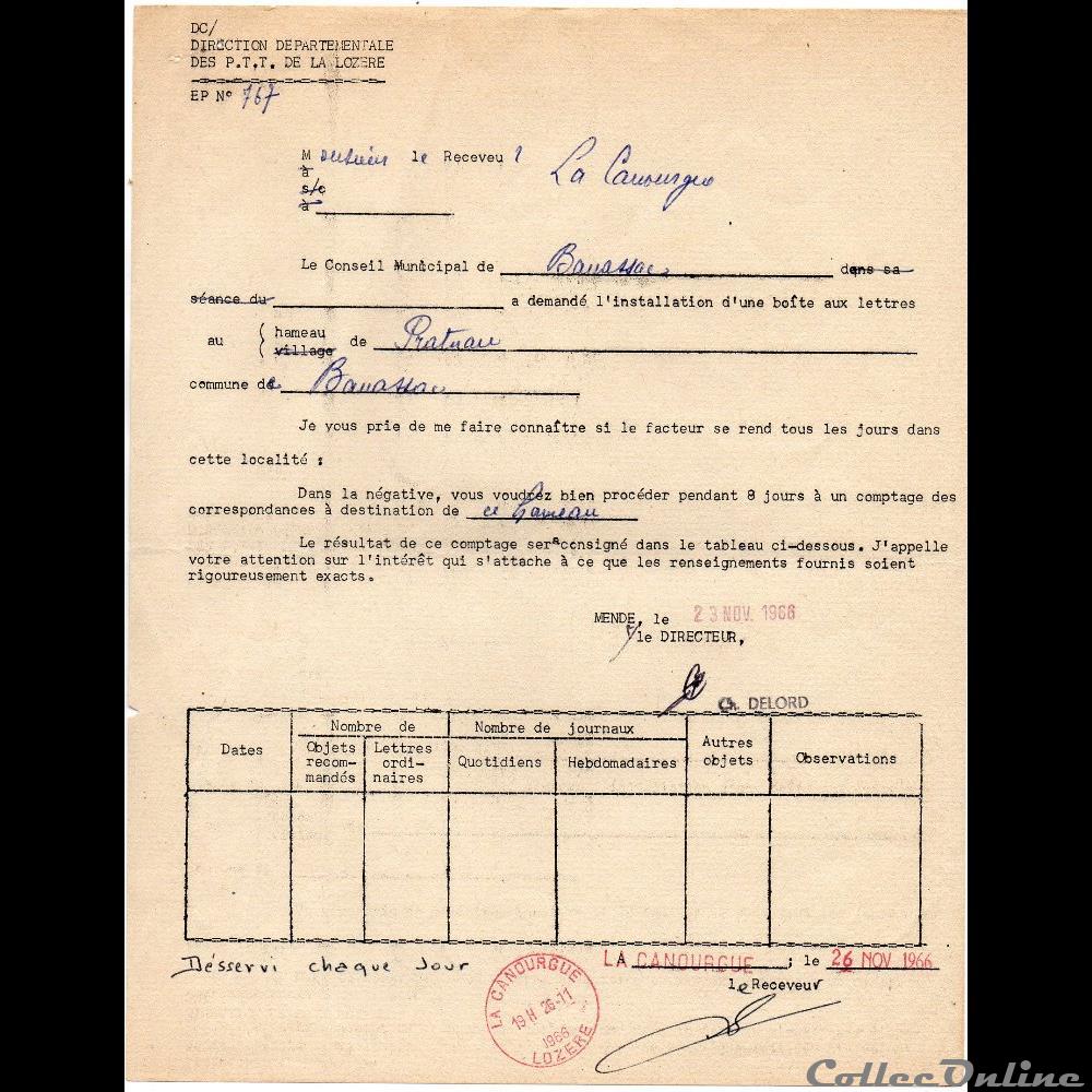 1966 - Cachets type A5 rouge sur document marque postale europe france 1966 cachets type a5 rouge sur document