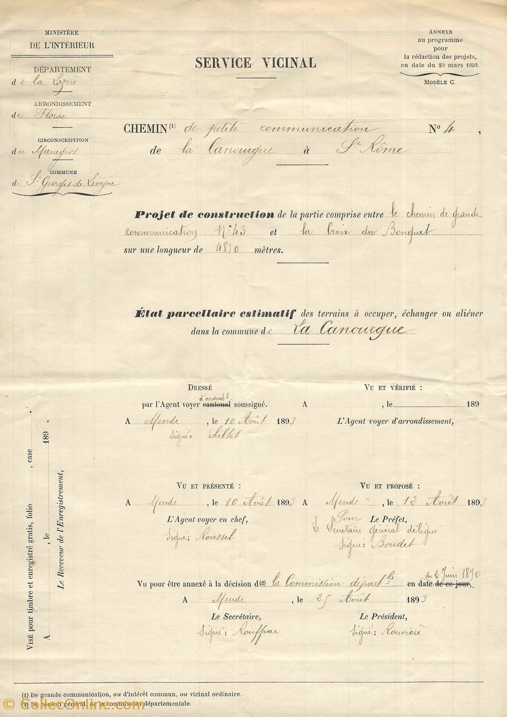 1893 - Service vicinal documents anciens autres 1893 service vicinal