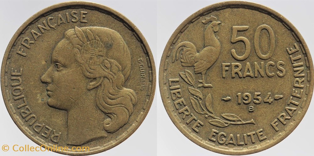 monnaies monde france f 425 guiraud 50 fr 1954 b