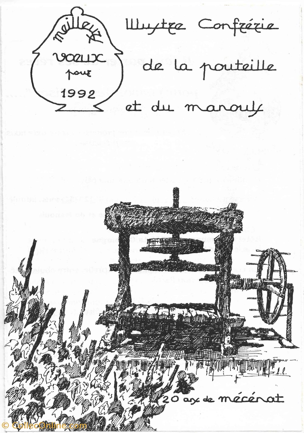 documents anciens 1992 v ux confrerie de la pouteille et du manoul