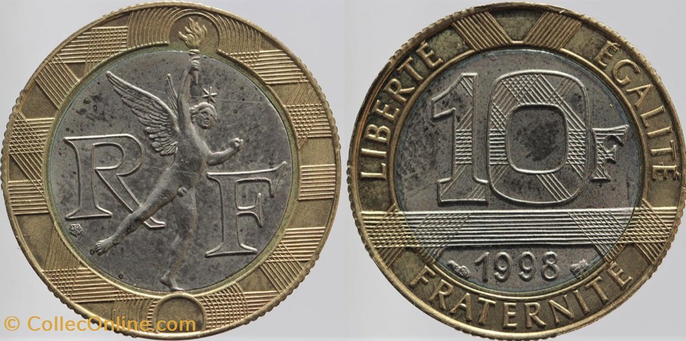 monnaies monde france f 375 genie 10 fr 1998
