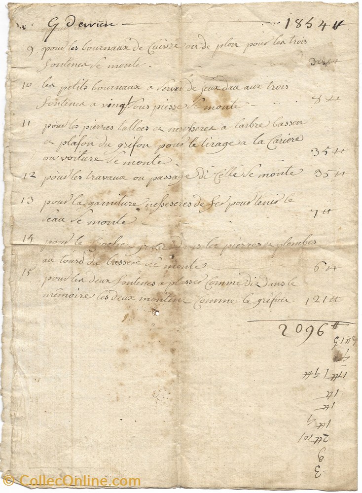 documents anciens autres devis pour fontaines fin xviiie