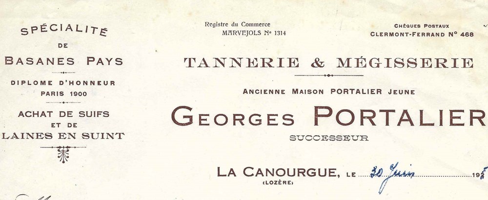 Portalier Georges (1955) documents anciens factures commerciaux portalier georges 1955