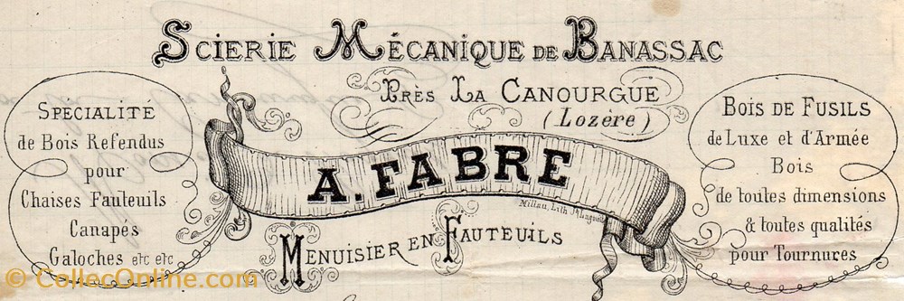Fabre A. (1880) documents anciens factures commerciaux fabre a 1880