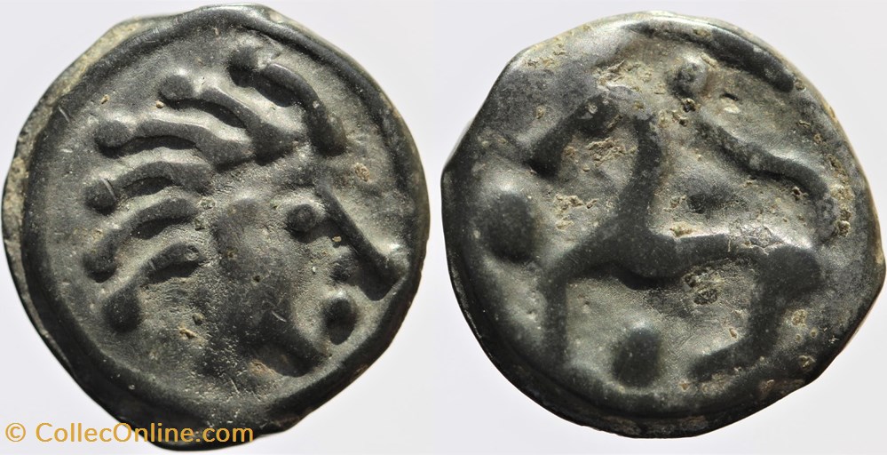 Senons, Potin à la tête d'indien monnaies antiques av jc ap celtes senons potin a la tete indien