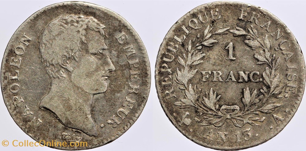 F-201 - Premier Empire - 1 franc - AN 13 A monnaies monde france f 201 premier empire 1 franc an 13 a