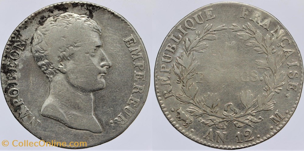 monnaies monde france f 302 premier empire 5 francs 1812 m