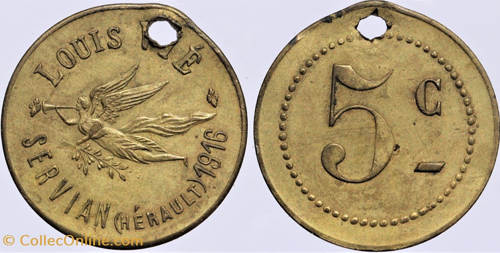 34 - Servian - 5 centimes monnaies monde france 34 servian 5 centimes