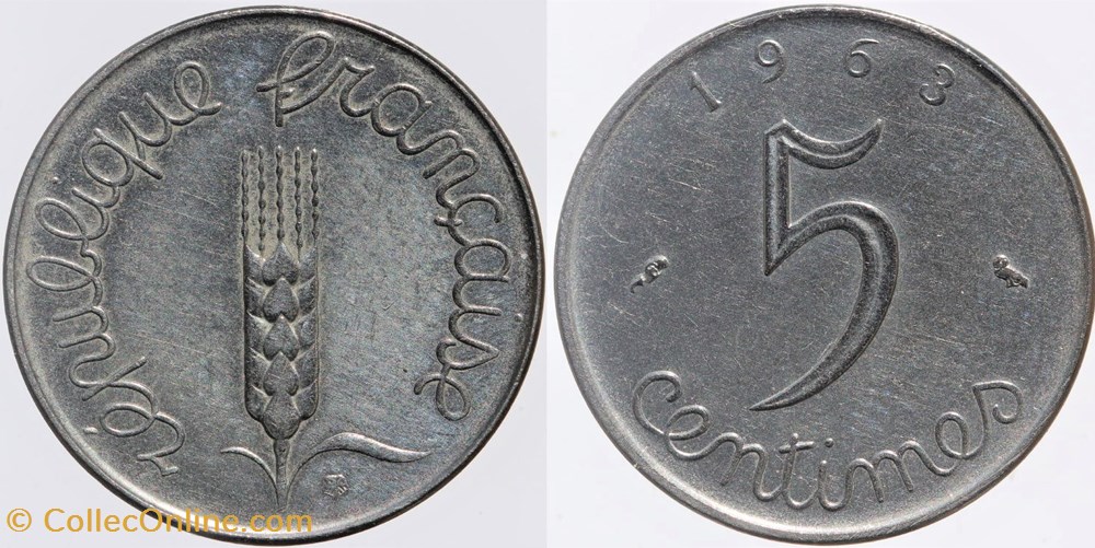 F-124 - Epi - 5 c. - 1963 monnaies monde france f 124 epi 5 c 1963