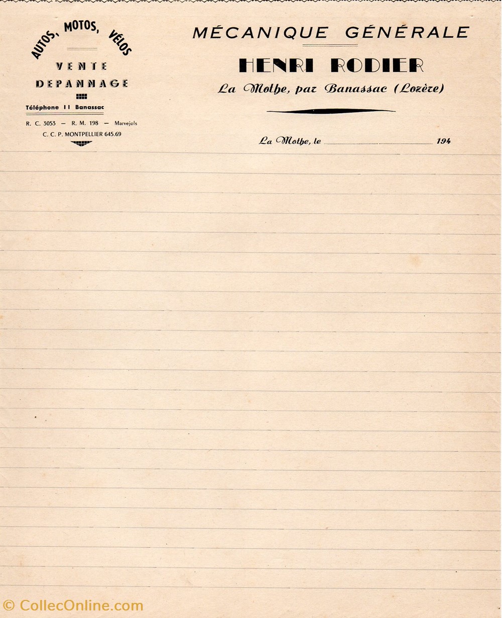 Rodier Henri (1940) documents anciens factures commerciaux rodier henri 1940