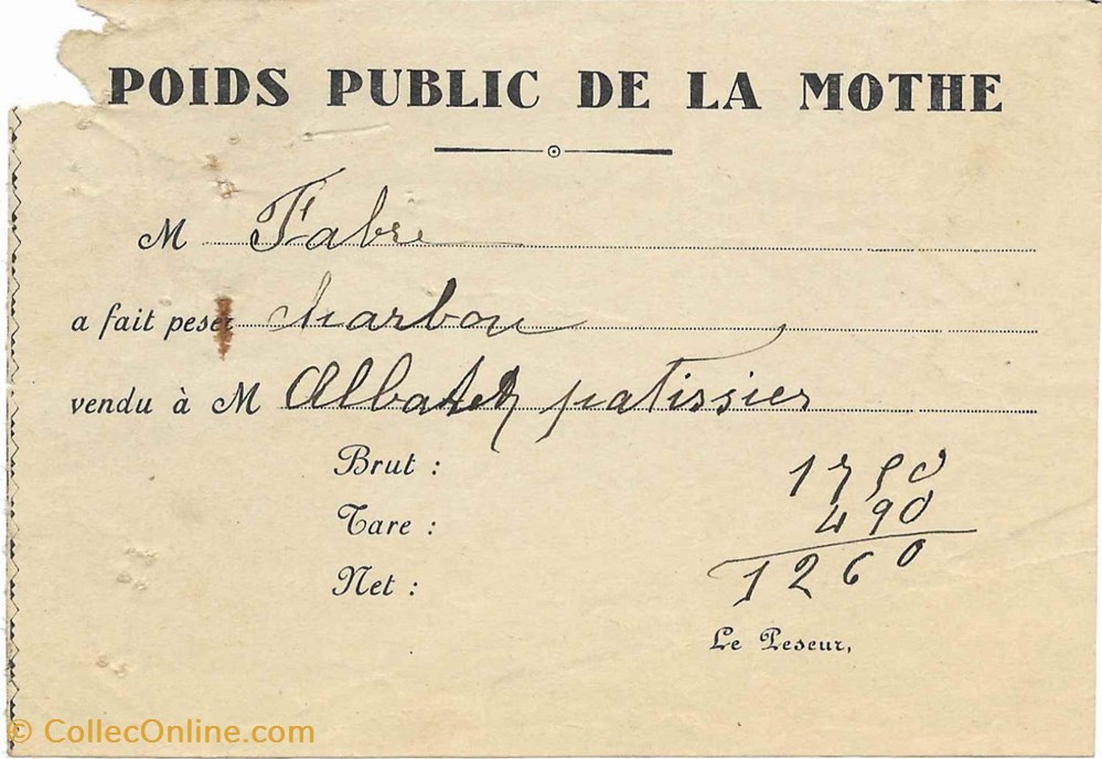 1900 (vers) - Poids public de la Mothe documents anciens autres 1900 vers poids public de la mothe