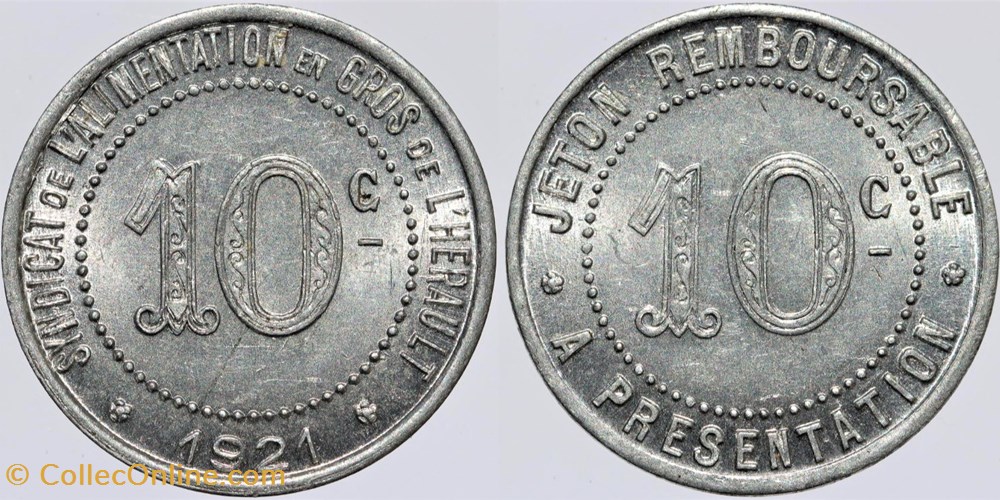 34 - Herault - S.A. - 10 centimes 1921 monnaies monde france 34 herault s a 10 centimes 1921