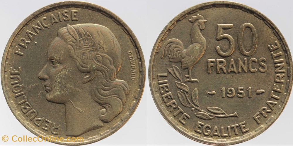F-425 - Guiraud - 50 fr. - 1951 monnaies monde france f 425 guiraud 50 fr 1951