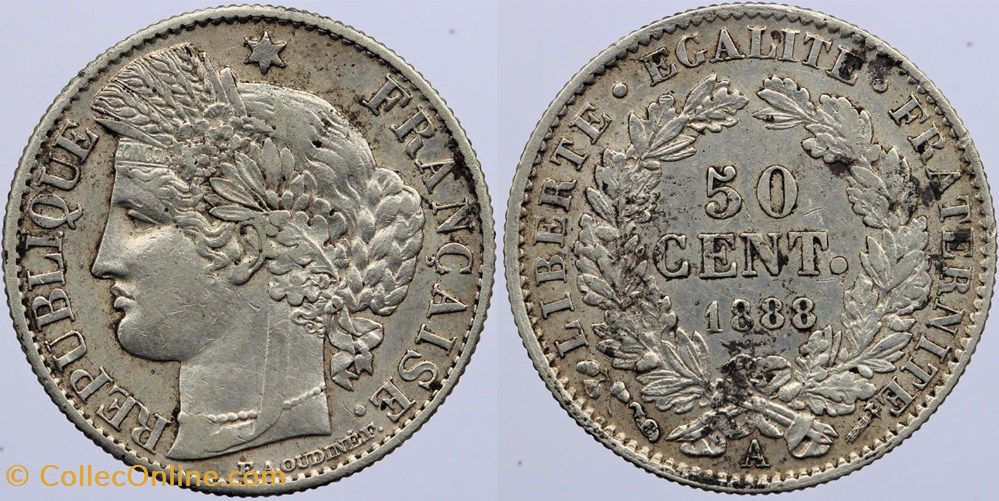 F-189 - Troisième République - Cérès - 50 c. - 1888 A monnaies monde france f 189 troisieme republique ceres 50 c 1888 a