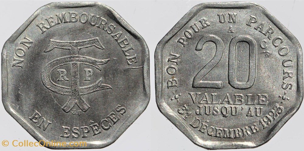 75 - Paris - T.C.R.P. - 20 centimes monnaies monde france 75 paris t c r p 20 centimes